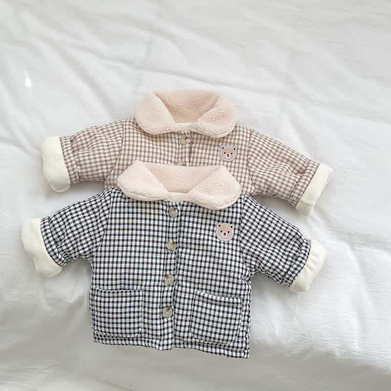 Baby Toddler Thicken Plaid Lapel Jacket