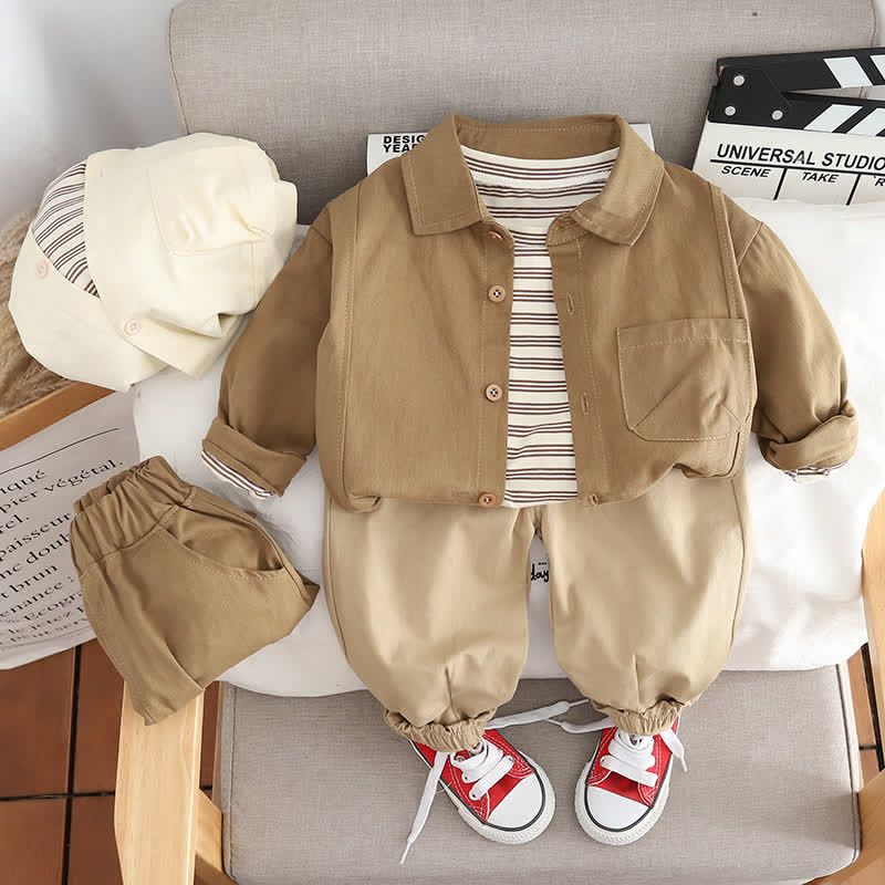 Toddler Boy 3-Piece Striped Casual Set