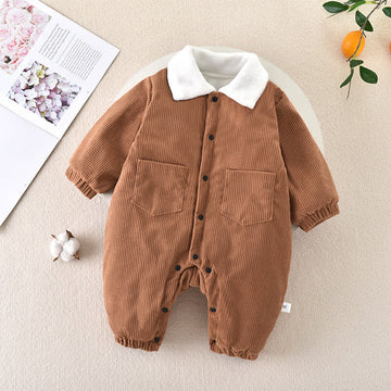 Baby Bear Corduroy Cargo Lapel Romper