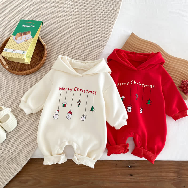 MERRY CHRISTMAS Baby Hooded Romper