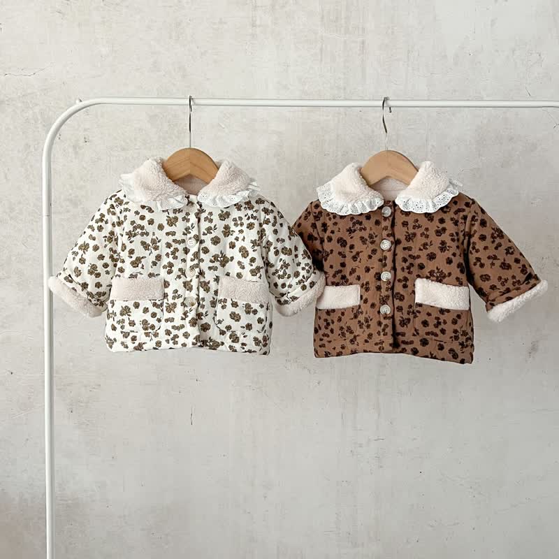 Baby Lapel Floral Cotton Padded Jacket