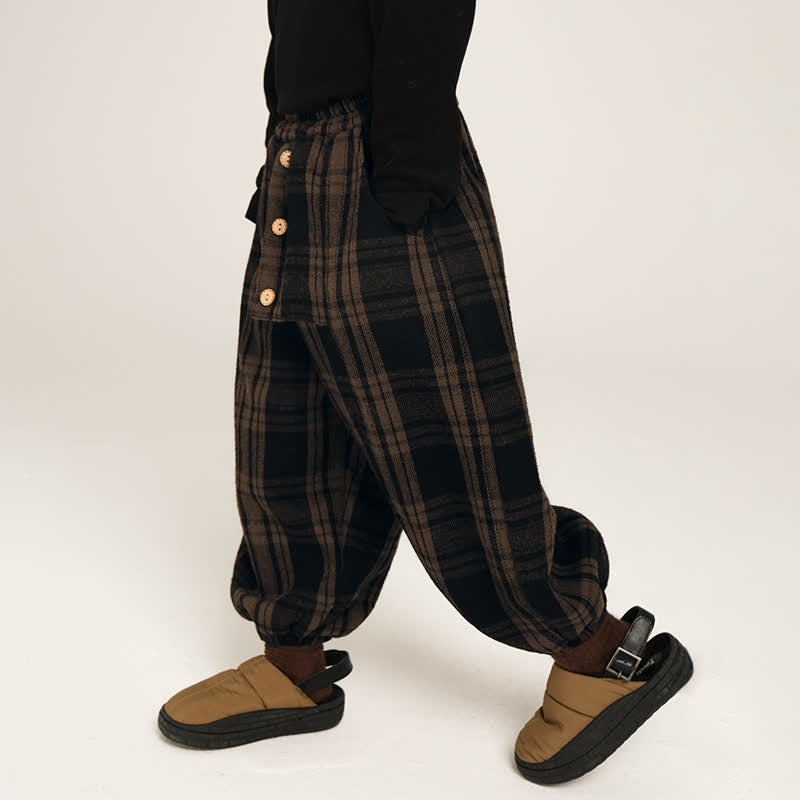 Toddler Fleece Lined Plaid Jogger Pants