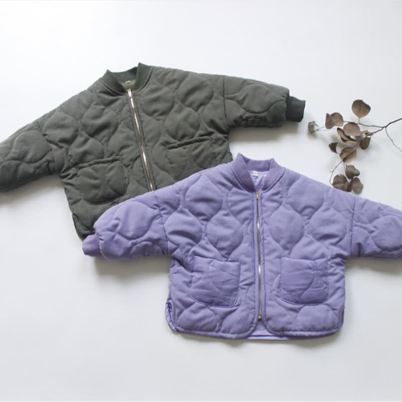 Kids Diamond Plaid Cotton Padded Jacket