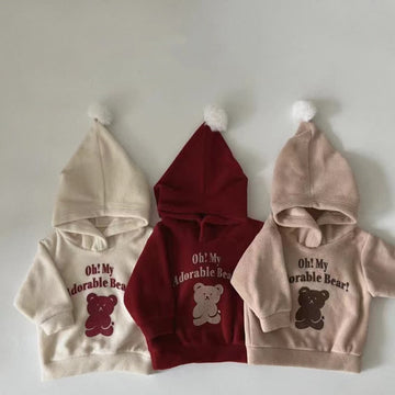 Baby Ollie Fleece Christmas New Year Bear Hoodie