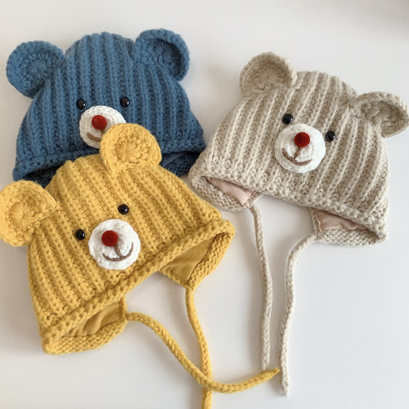 Baby Smile Bear Lovely Knit Bonnet