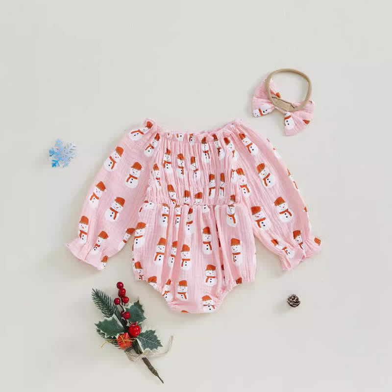 Baby Christmas Snowman Bodysuit with Headband