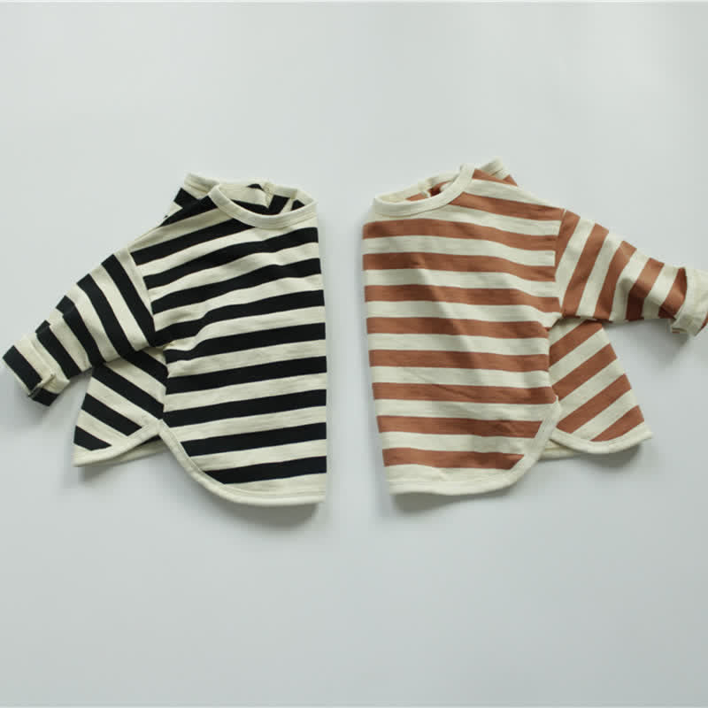 Kids Loose Striped Crew Neck T-shirt