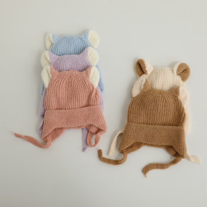 Baby Toddler Earflaps Ears Knitted Beanie