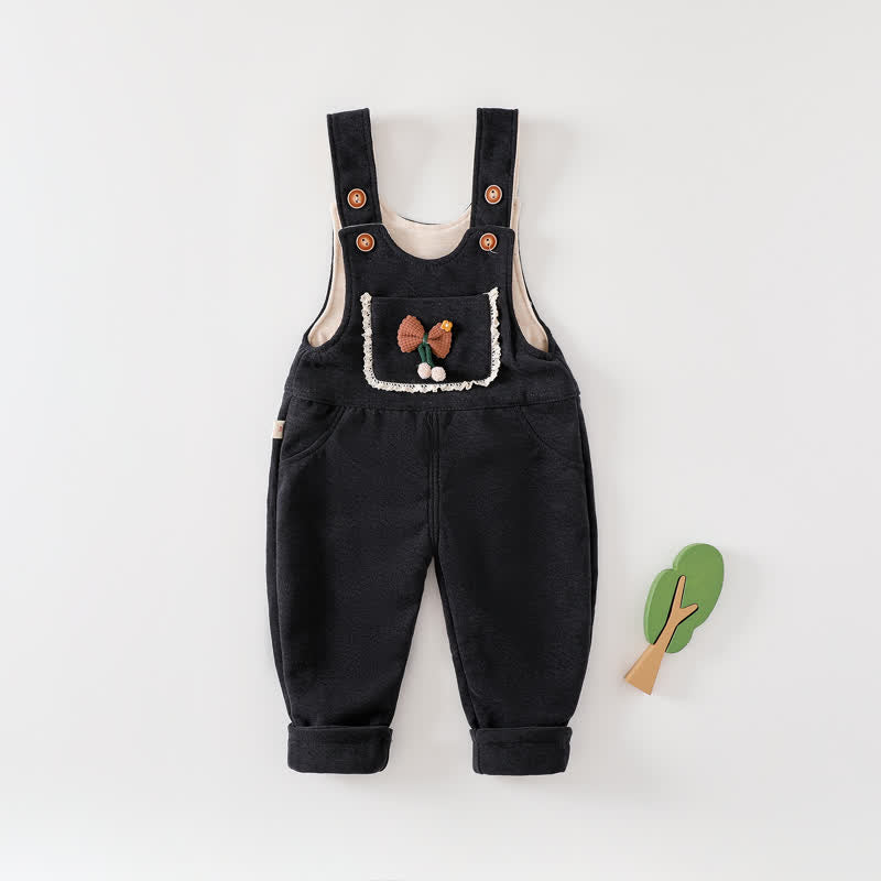 Baby Bow Sweet Warm Black Overalls