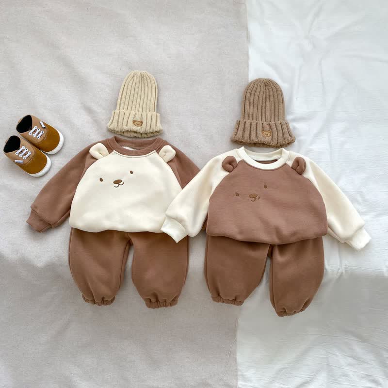 Baby 2-Piece Bear Contrast Sleeves Set