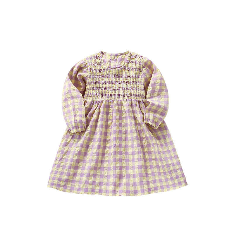 Toddler Simple Purple Plaid Dress