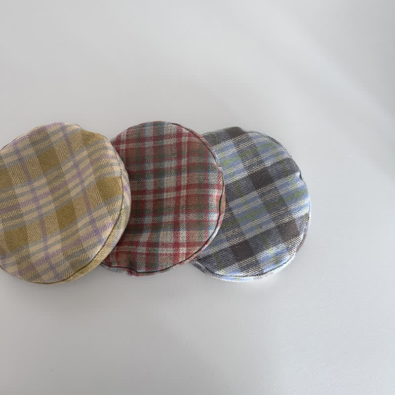 Toddler British Style Plaid Patch Beret