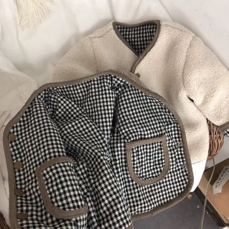 Baby Toddler Plaid Reversible Lambwool Jacket