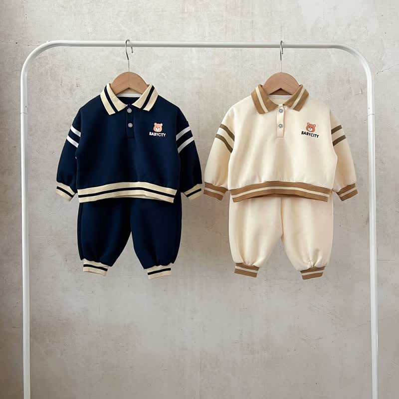 BABYCITY Baby Toddler 2-Piece Bear Polo Set