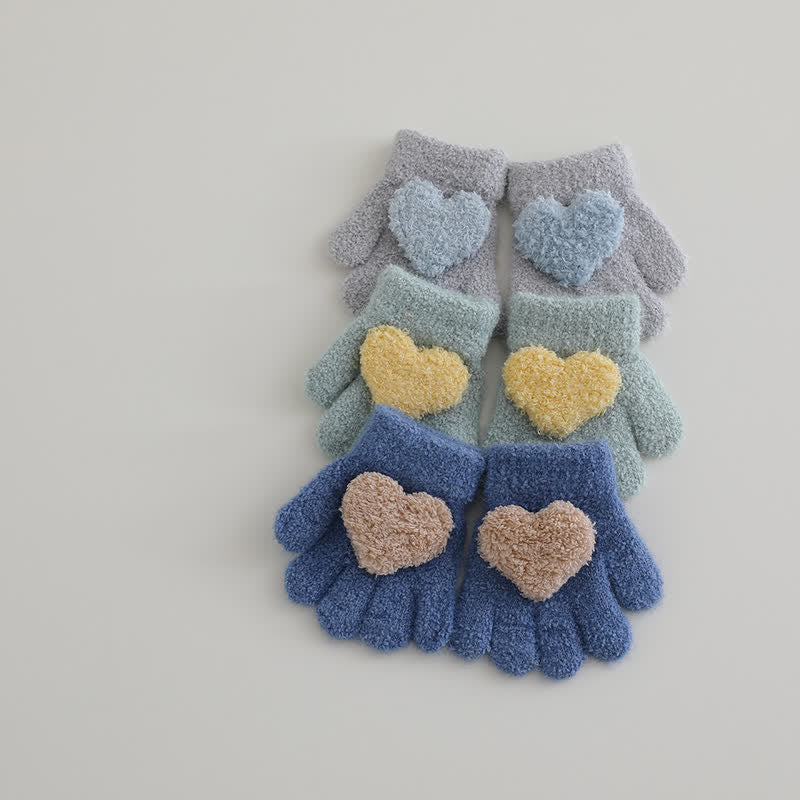 Baby Toddler Cute Heart Fleece Gloves