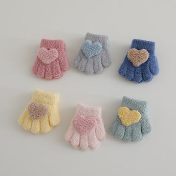 Baby Toddler Cute Heart Fleece Gloves