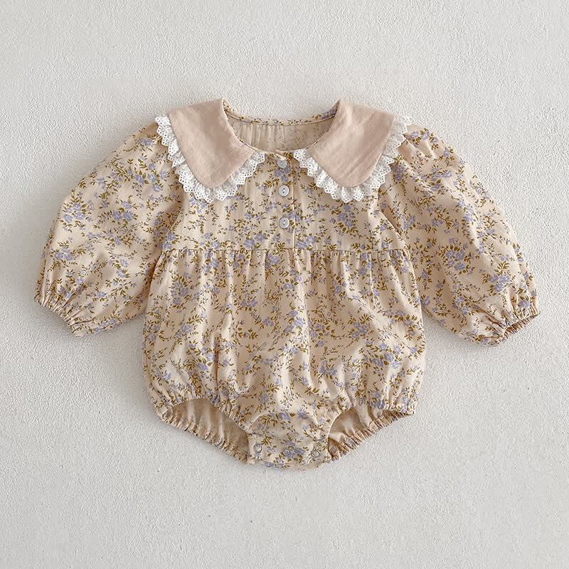 Baby Lapel Floral Apricot Bodysuit