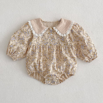 Baby Lapel Floral Apricot Bodysuit