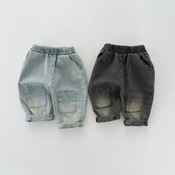 Baby Patch Denim Cute Basic Pants