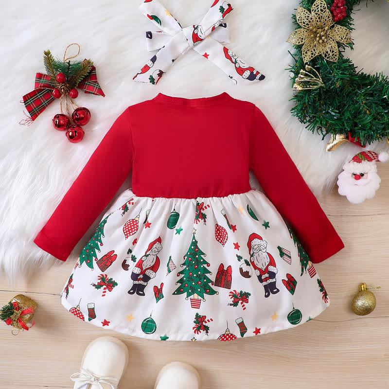 Baby Fake 2Pcs Christmas Dress with Headband