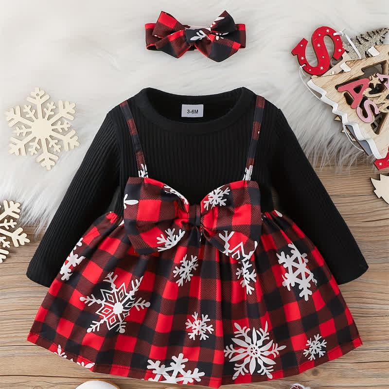 Baby Fake 2Pcs Snow Dress with Headband