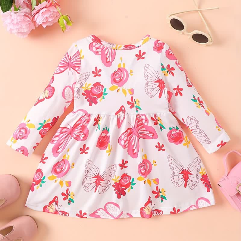 Baby Pink Allover Butterfly Flower Dress