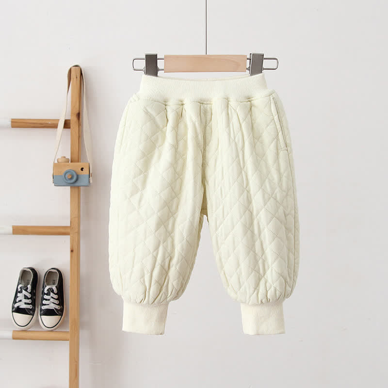 Toddler Simple Solid Color Quilted Pants