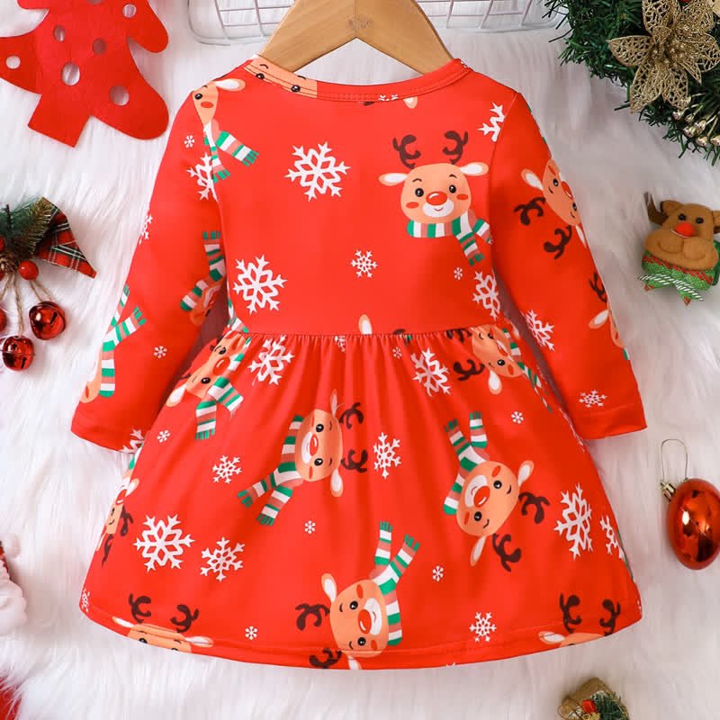 Baby Red Christmas Elk Snow Dress