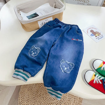 MIKI AND HOUSE Toddler Bear Patch Pants