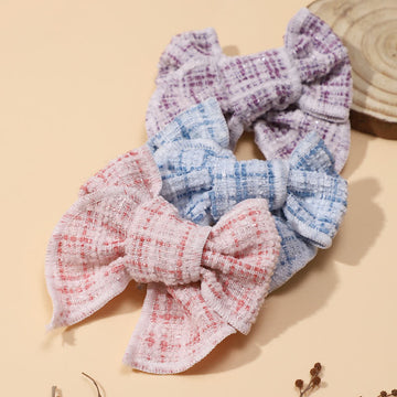 1PC Baby Plaid Bow Sweet Hair Clip