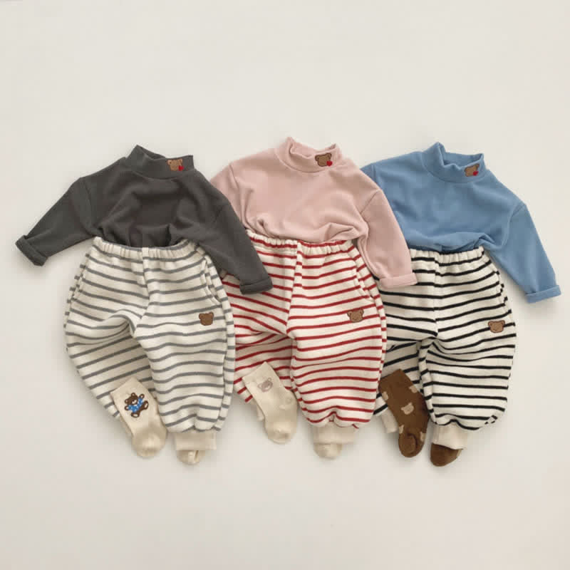 Baby Lovely Bear Striped Warm Pants