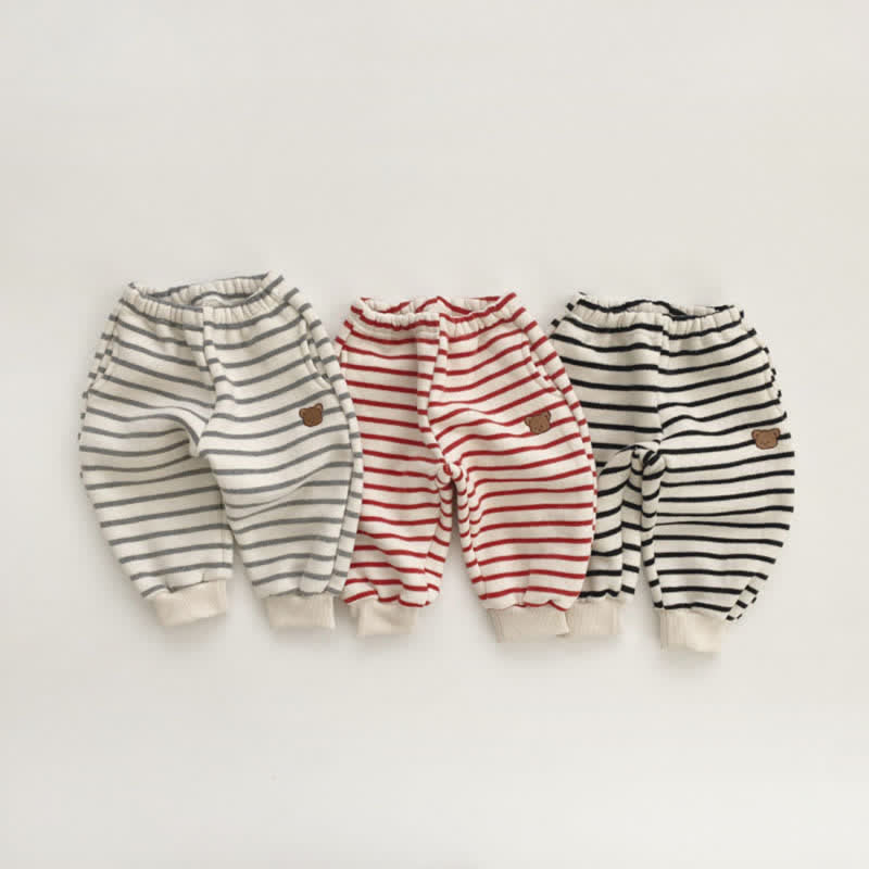 Baby Lovely Bear Striped Warm Pants