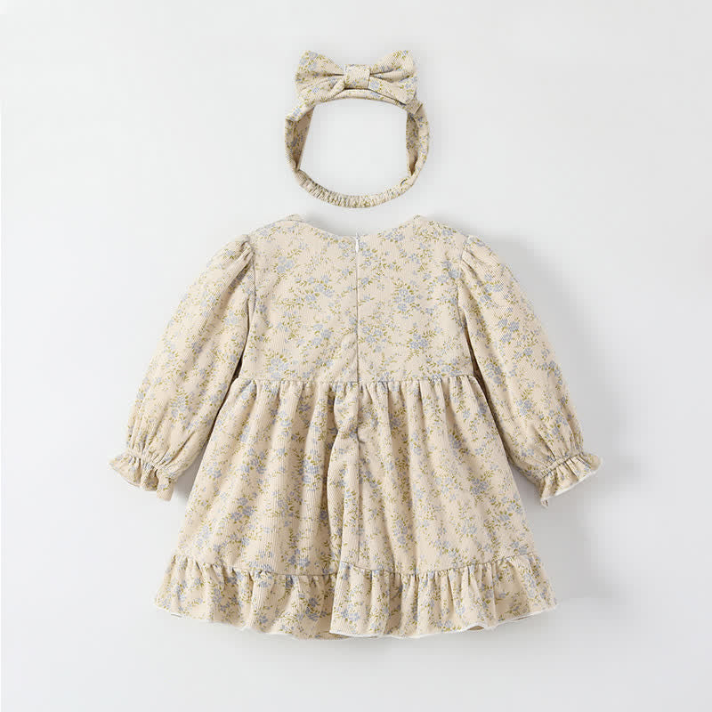 Baby Warm Sweet Flower Dress with Headband