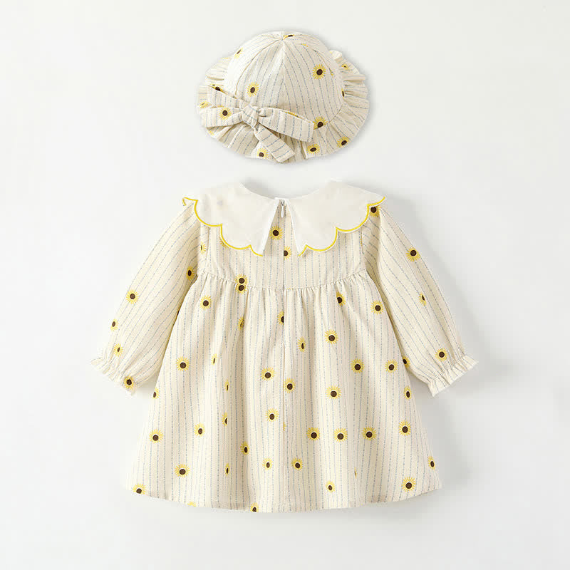 Baby Sunflower Striped Dress with Hat