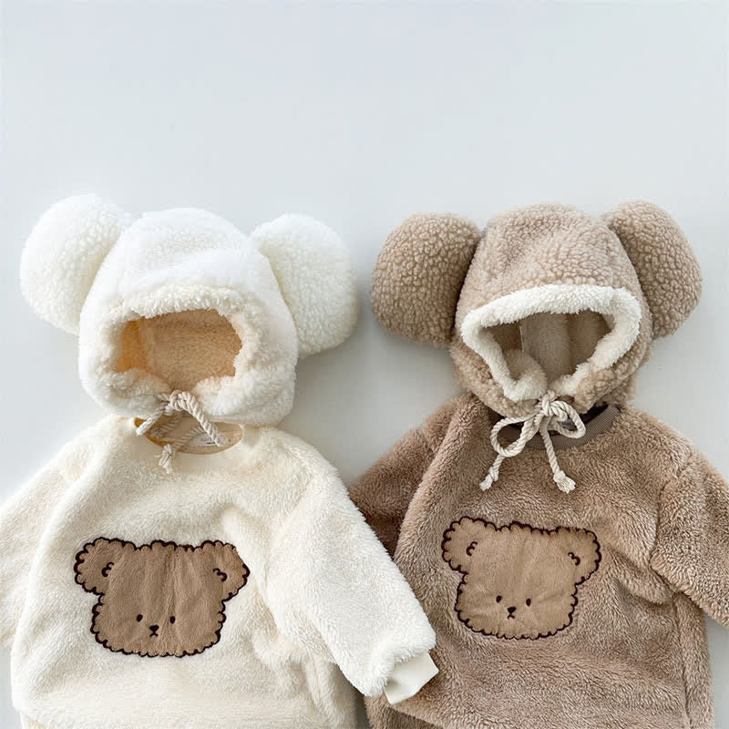 Baby Bear Plush Romper with Hat