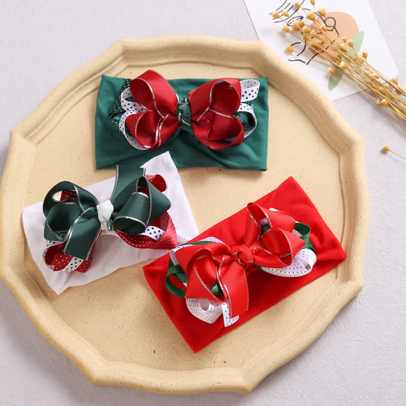 Baby Christmas Design Dots Bow Headband