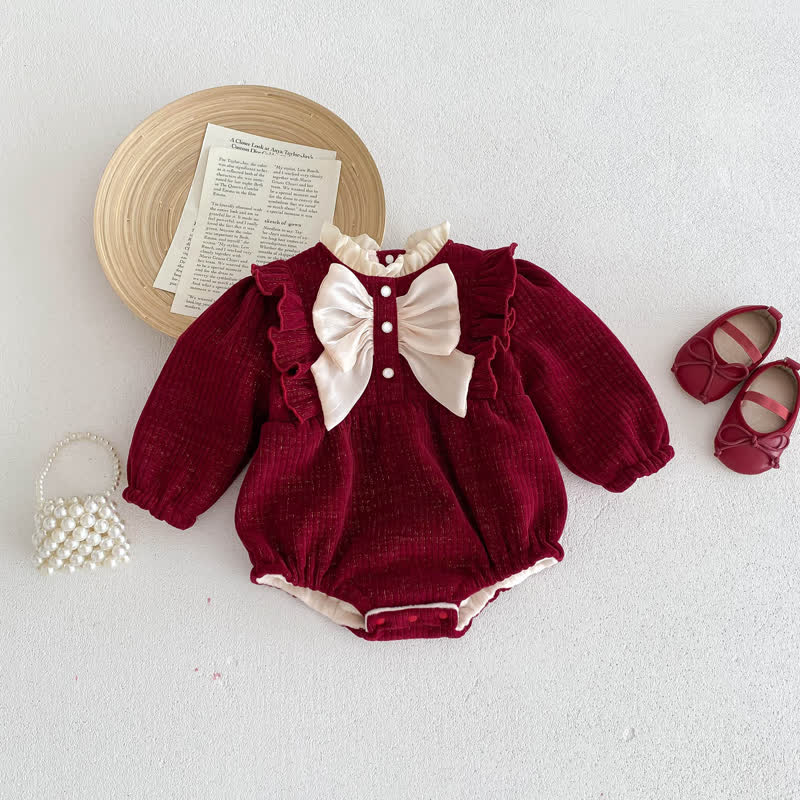 Baby Fleece Lined Bow Bodysuit