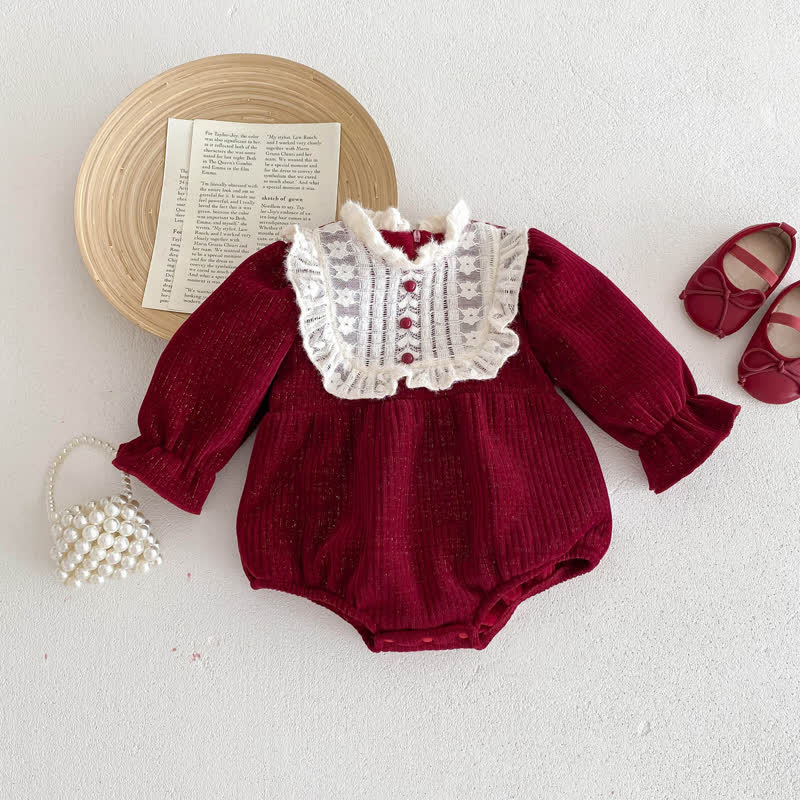 Baby Fleece Lined Lace Bodysuit