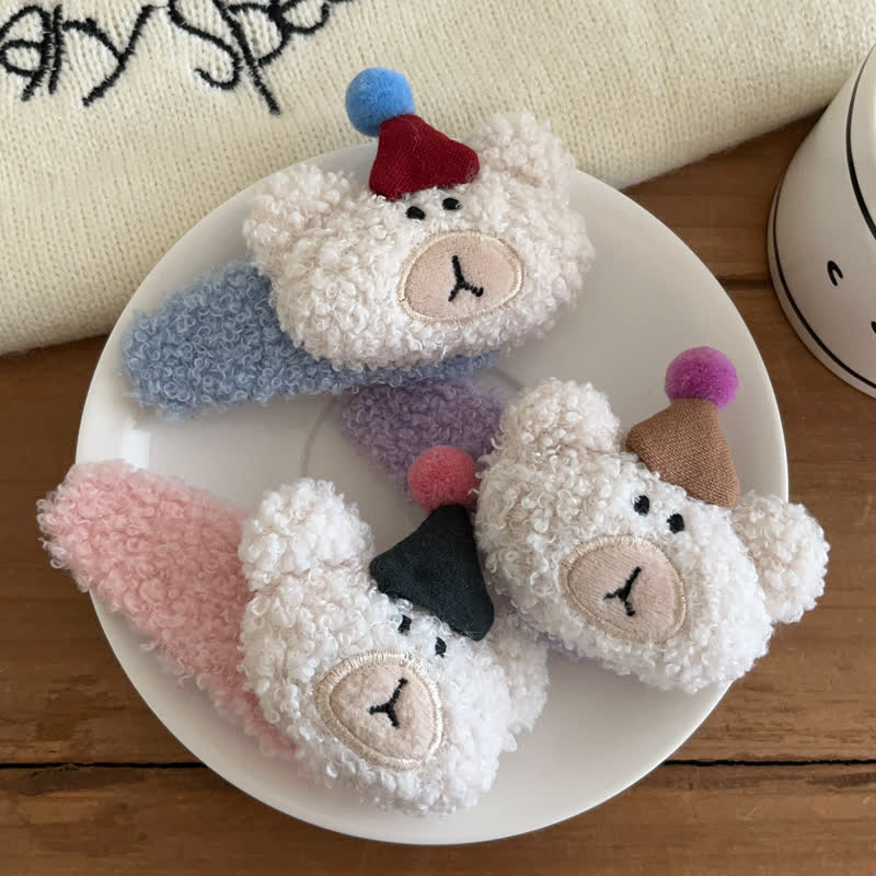 1PC Baby Fleece Cute Bear Hair Clip