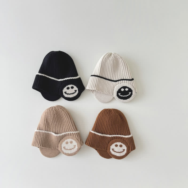 Toddler Smile Earflaps Knitted Beanie