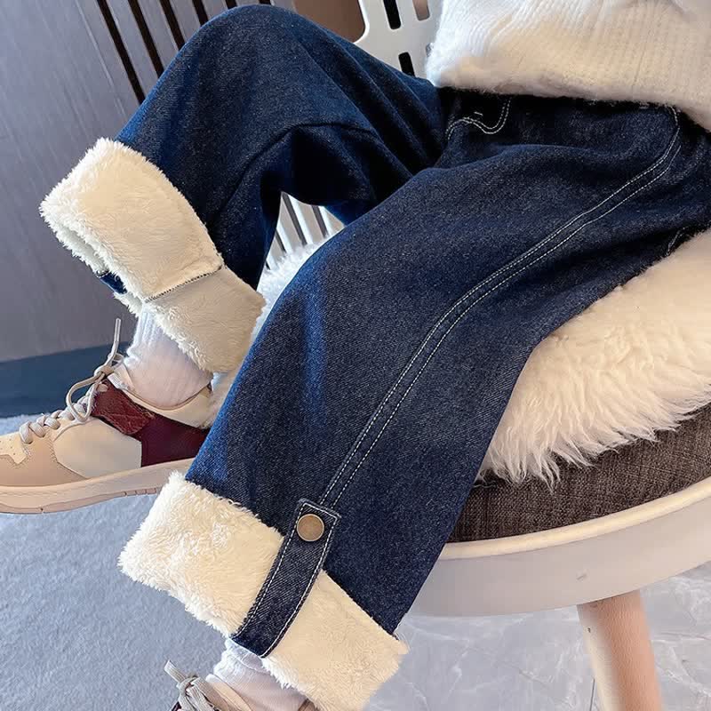 Toddler Girl Fleece Denim Casual Pants