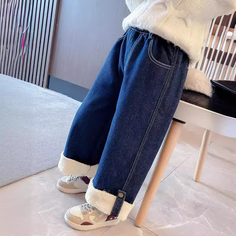 Toddler Girl Fleece Denim Casual Pants