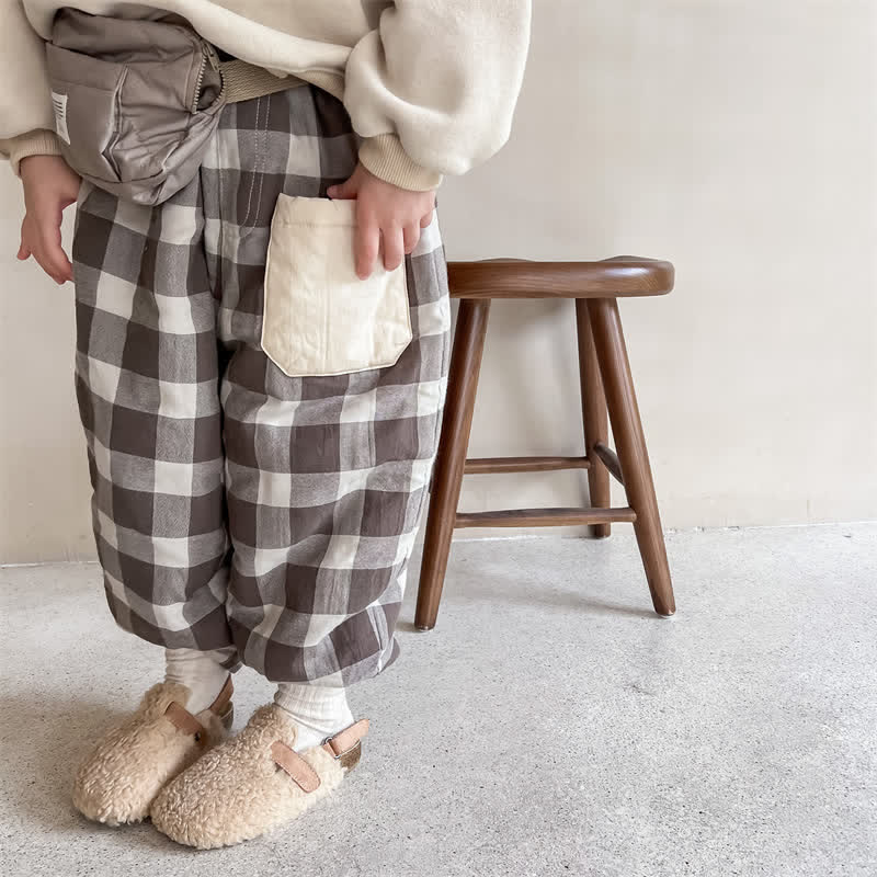 Toddler Fleece Lined Loose Plaid Pants