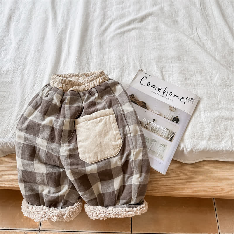 Toddler Fleece Lined Loose Plaid Pants