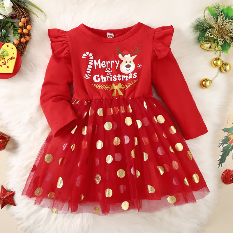 MERRY CHRISTMAS Toddler Dots Red Dress