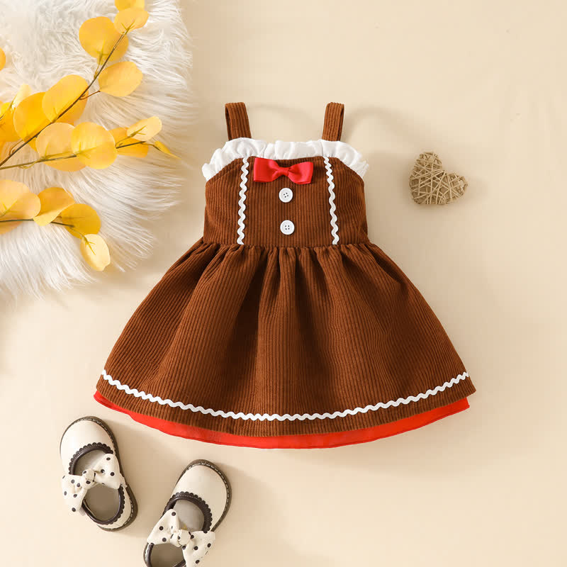 Baby Gingerbread Man Corduroy Bow Dress