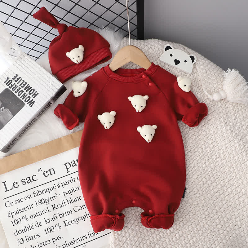 Baby Thicken Bear Romper with Hat