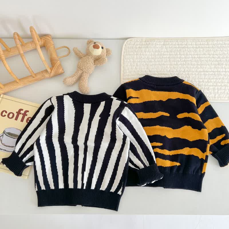 Baby Zebra Print Knit Cardigan