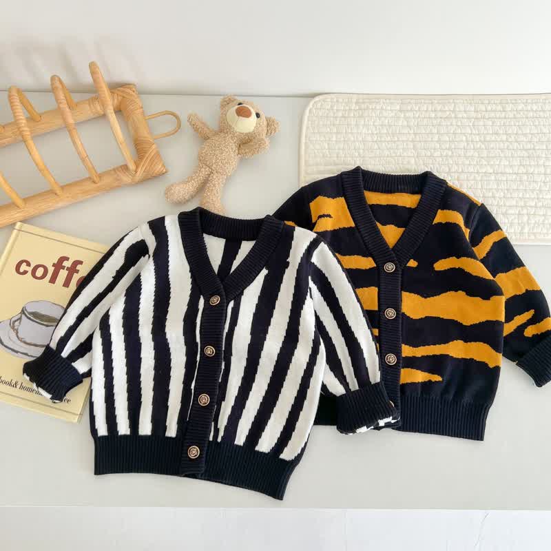 Baby Zebra Print Knit Cardigan