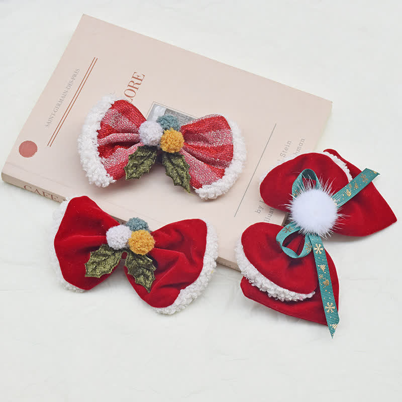 1PC Baby Red Christmas Bowknot Hair Clip